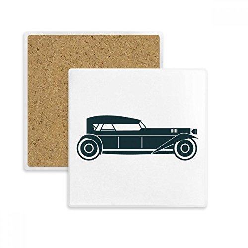 Coaster absorbant en pierre carrée avec silhouette de voiture classique - 2