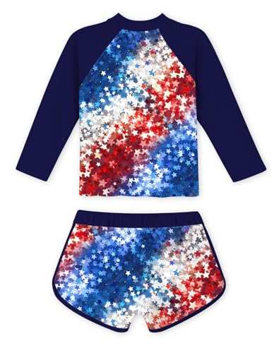 Image of TUONROAD Girls 2 Pieces Rash Guard Swimsuit Long Sleeve Tankini for 4-10 Years