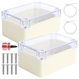 2 Pcs Waterproof Junction Box Outdoor, IP65 Outdoor Junction Box, Plastic Project Boxes Electrical Enclosure Boxes with Transparent Cover for Electronic Project Cables (100 x 68 x 50 mm)