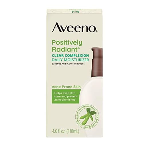 Aveeno Clear Complexion Salicylic Acid Acne-Fighting Daily Face Moisturizer with Total Soy Complex, For Breakout-Prone Skin, Oil-Free and Hypoallergenic, 4 fl. oz