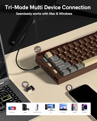 Redragon K752 Wireless Mechanical Keyboard, 60% Gasket Mount Gaming Keyboard with RGB Backlit, Creamy Sound, Tri-Mode 2.4GHz/BT5.0, Hot-Swappable, PBT Keycaps for PC/Mac Gamer - 4