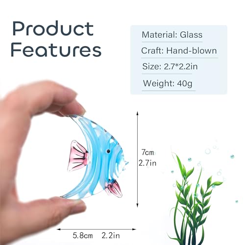 crystalsuncatcher Handmade Fish Art Glass Blown Sea Animal Figurine(Fish)