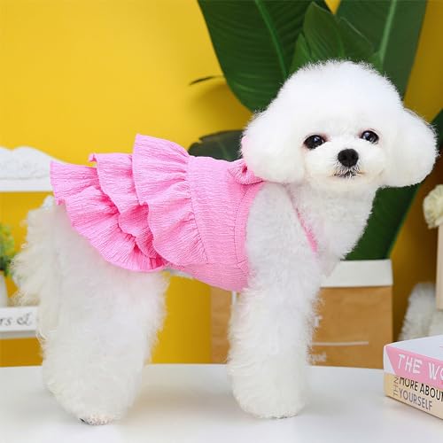 Wiz Bbqt Cat Dresses For Cats Only, Pink Dog Dresses For Small Dogs Girl With Ruffles Bow Decor,Cute Summer Girl Dog Clothes,Sleeveless Small Dog Tiered Layer Cake Dress,Chihuahua Yorkie Clothes thumb #1