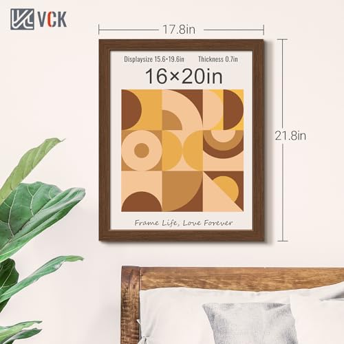 Image of VCK 16x20 Frames 3 Pack, Brown Poster Frame MDF Wood with Polished Plexiglass, Wall Mounting Horizontal & Vertical Display