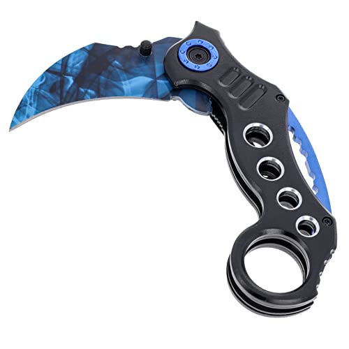 Asr Outdoor Hawkbill Style Kerambit Pocket Knife Digital Camo Navy Blue Blade #TOP3