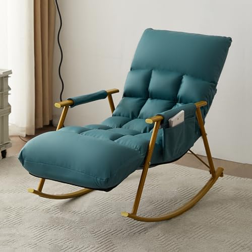 Rocking Chair Nursery,Metal Rocking Chairs with High Back,440Lbs Support Rocking Chairs,Padded High Back Folding Rocker with Padded Cushion and Headrest Pillow,for Front Porch,Garden,Patio,Backyard (