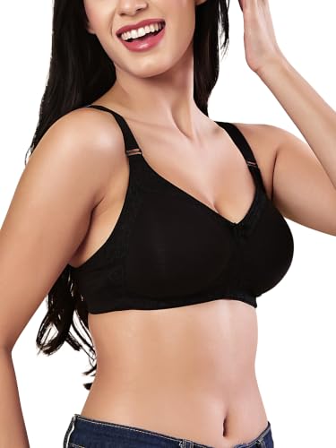 Image of Women's Seamless Padded Bra | Full Coverage | Cotton Stretch Fabric and Nylon Lace | Broad Adjustable Straps