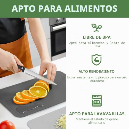 Tablas de cortar flexibles de TPU Gintan resistentes a los arañazos y con mango ergonómico 5