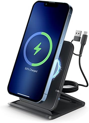 10W Wireless Charger Stand, JSAUX Wireless Phone Charger Compatible with iPhone 14/14 Pro/14 Plus/14 Pro Max/iPhone 13/13 Pro Max/12/11, Samsung Galaxy S22/S22 Ultra/S21/S20/S10
