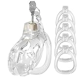 Yivans Peniskäfig Mit 5 Ersetzbare Ringe Sexspielzeug für Männer Keuschheitskäfig Ultraleicht Unsichtbar Keuschheitsgürtel SM Fetisch Fesseln Extrem Cock Cage Paare Abstinenz Sex Toy(Transparent-S)