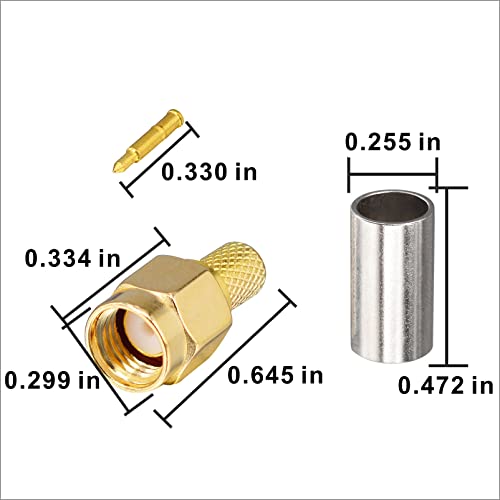 Conector SMA macho crimp dorado pack 10 unidades miniatura 6