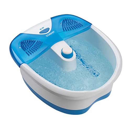 Conair Foot Spa Bath with Extra Deep Soak Basin, Massaging Bubbles, Pumice Stone and Pinpoint Massage Attachments, Blue/White