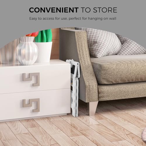 Image of ACKO Folding Step Stool - 13 inch Height Premium Heavy Duty Step Stools for Adults and Kids, Upgrade Step Stool Kitchen Garden Bathroom Stepping Stool (White)