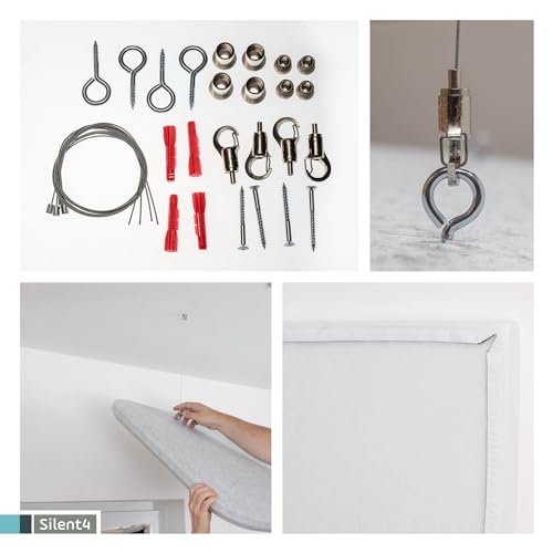 SILENT4® Panelli Fonoassorbenti Sofitto, 114X72X5Cm, Pannello Fonoassorbente Acustico, Montaggio A Adesivo E A Vite, Misurabile, Migliore Acustica Della Stanza Grazie Ai Pannelli Acustici - 4