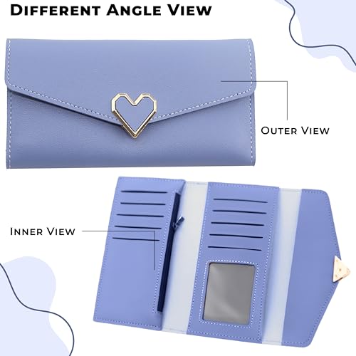 Image of Kraptick Women's Wallet -Stylish and Compact Purse Clutch Wallet for Women, Stylish Card Coin Holder, Debit Card Holder, Money Organizer and Travel Wallet for Women with 13 Slots (Sky Blue)