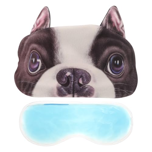 Veemoon Maschera per Dormire Cartone Animato 3D Animale Cane Bulldog Occhi Portatile e Leggera Blocca Luce per Sonno Profondo Uso Domestico e Viaggio