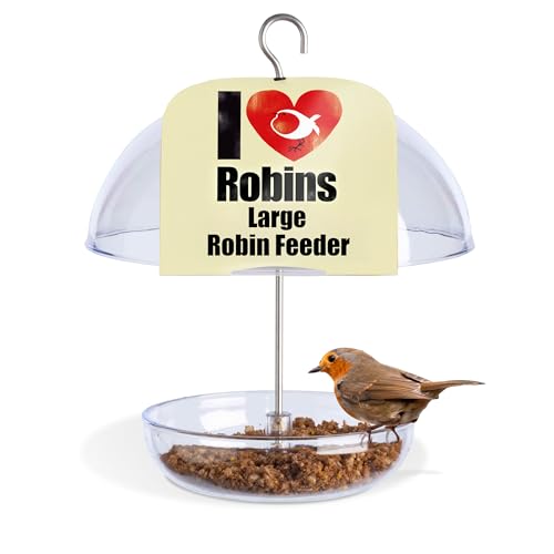 Jacobi Jayne I Love Robins Pearl Feeder - Attracts Small Garden Birds. HangIng Bird seed Feeder Perfect For Seed Mixes And Mealworms. (Large)