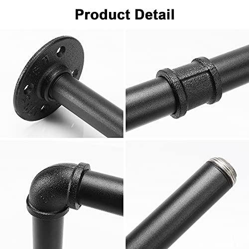 Jeasor Industrial Iron Pipe Clothes Hanging Bar Diy Wall-Mounted Garment Rack Heavy Duty Clothing Rack For Bedroom, Laundry Room, Closet Storage #TOP3