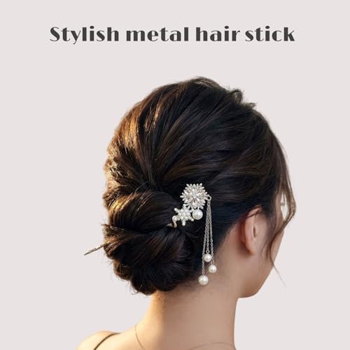 Image of INHEAVEN Metal Hair Sticks for girl Vintage Hair Chopsticks for Women Minimalism Irregular Curve Hair Sticks for Buns Chinese Hair fork for Women (stick 05)