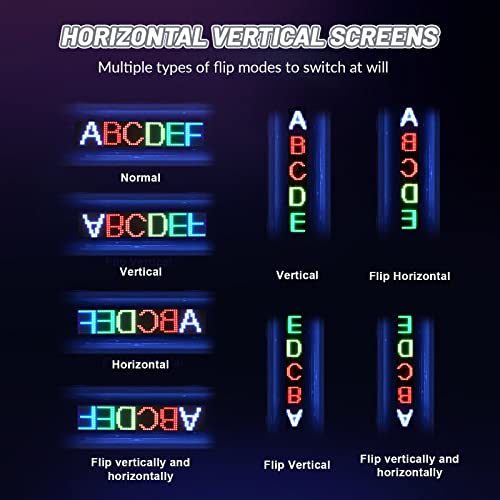 RAYHOME Full-Color Import Picture Programmable LED Sign, 27''x5'' Flexible USB 5V Multitasking Rotation Bluetooth APP Control Custom Text Pattern Animation Scrolling LED Display for Car Store Party