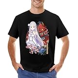 VSYNLOJN Emilia ReZero Retro Japanese Design T-Shirt Black S