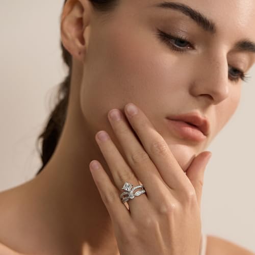 Engagement Ring Moissanite Rings for Women Sterling Silver Ring Wedding Promise Rings for Her2