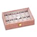 MAVERTON Boîte à montres avec gravure pour elle - Coffret à 12 montres en bois avec fenêtre gravée - Présentoir personnalisé pour femme - Pour anniversaire - Coffret rose - Cœur
