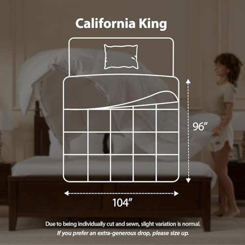 Image of PACIFIC COAST Goose Down Fiber Comforters California King Duvet Insert, All Season White Comforter, 3D Hidden-Stitch Baffle Box Design,8 Tabs, Gifts for Women /Men, Extra Fluffy Luxury Duvet (104 inchx96 inch)