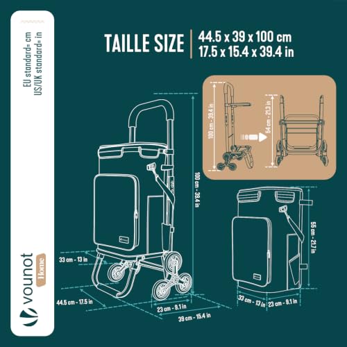 VOUNOT® Aluminium Einkaufstrolley Treppensteiger, 3 in 1 Trolly Einkaufswagen Klappbar...