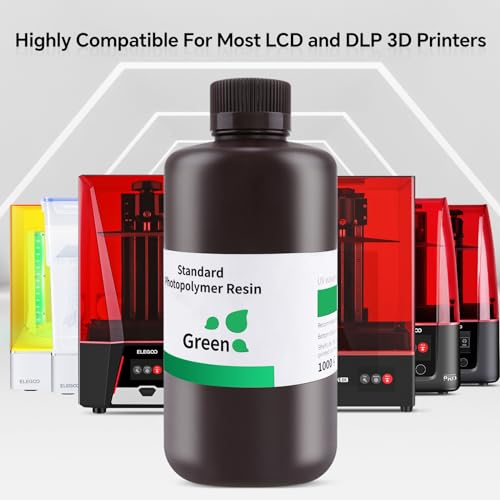 Image of ELEGOO Standard Photopolymer Resin LCD UV-Curing Resin 405nm 3D Printer Resin for Mars Saturn Jupiter MSLA DLP LCD 3D Printing Clear Green 1000g