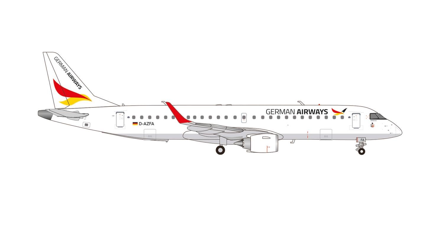 Maqueta de avión Embraer E190 German Airways Herpa 1/200 figura de colección con soporte 2