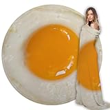Funny Food Throw Blanket for Adult & Kids, Egg Print Blanket Soft Flannel Round Nap Wrap Blanket Novelty Unique Ideas Gifts Blankets for Sofa Couch Camp Chair Gifts for Boys,Girls 71 Inches