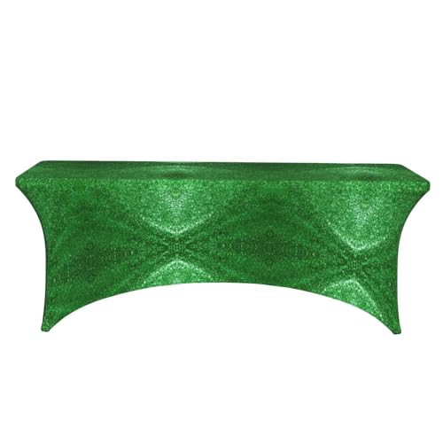 Nappe de salle à manger verte à paillettes : la solution lavable et sans plis