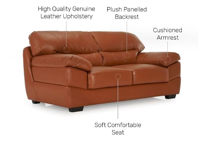 Image of LEGACY OF COMFORT Heaven 2 Seater Sofa Premium Leatherette Sofa for Living Room Offices and Hotels Brown (Two Seats)