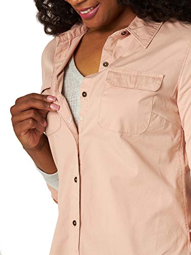 Riders By Lee Indigo Women's Heritage Long Sleeve Button Front Solid Twill Shirt, Rose Cloud, X-Large #TOP2
