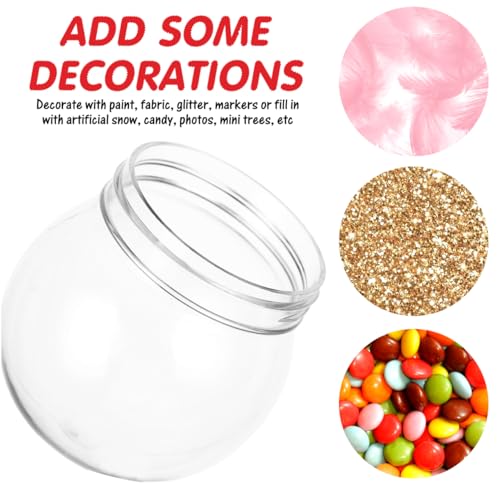 Miniatura 6 de Housoutil Bolas De Nieve Diy De 150 Ml Para Rellenar, 20 Unidades De Navidad, Bolas De Nieve Diy Con Tapa De Rosca, Bolas De Nieve De Plástico Para Hacer Luces, Galletas, Plantas