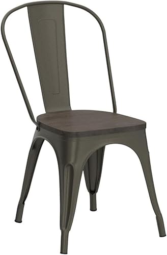 Miniatura 5 de Yaheetech Sillas de comedor de metal con asiento de maderasillas laterales apilables en la parte superior, sillas de cocina con respaldo para