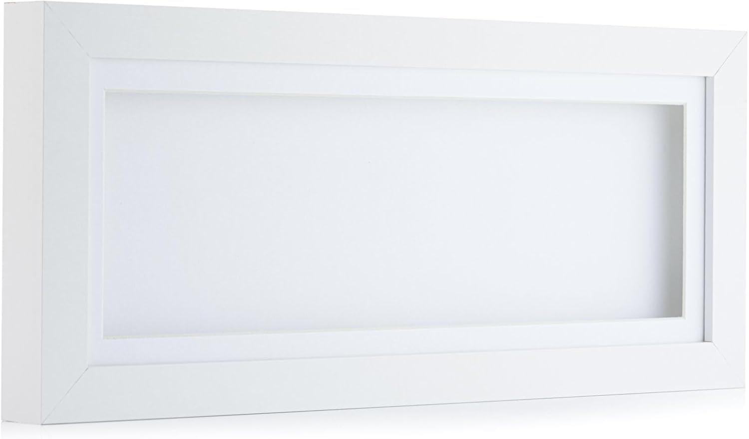 16x6" White 3D Deep Box Picture Shadow Box Frame Display Memory Box With White Mount For Medals Memorabilia Flowers etc