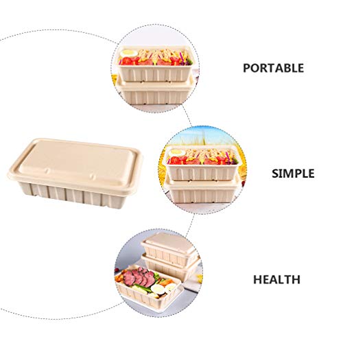 Cabilock 10 unidades de caixa de recipientes de alimentos biodegradáveis com tampas Bento para micro