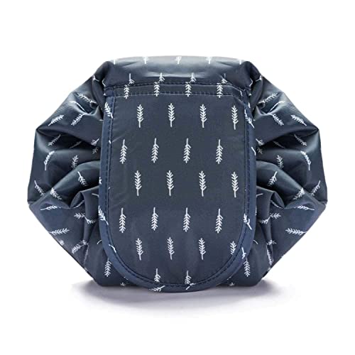 Kosmetiktasche, Kosmetikbeutel Quick Make-Up Beutel Schmink-Tasche Kulturtasche mit Kordelzug Navy Federn