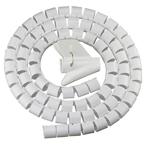 BuxiuGK Gaine Range Cable Spirale Tube,Spirale Câble Flexible Tube 28mm*2m,pour Câble D'ordinateur,avec Fil à la Maison ou au Bureau,Blanc