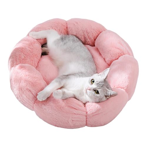 Xvilmaun 暖かい猫ベッド、落ち着く猫ベッド | 猫ベッドソフトキャットケイブフラワーウォームキャットベッド - 心を落ち着かせるペットベッド ぬいぐるみ 洗える キャットネスト 小型猫、室内犬、ペット用