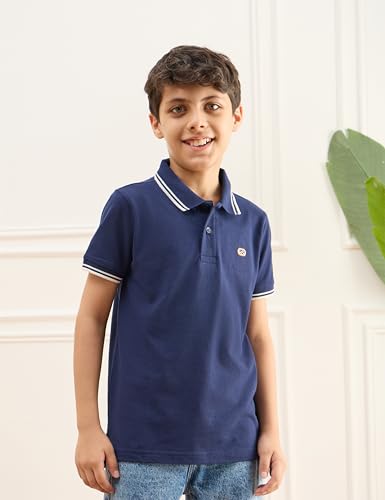 Image of Amazon Brand - Symbol Boys Cotton Rich Solid Polo Tshirt | Collar Tshirts | Half Sleeves | Plain-Regular Fit