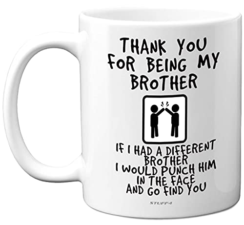 Taza con texto en inglés 'Thank You for Being My Brother', regalos divertidos para hermano, regalo para hermano, regalos para el mejor hermano, tazas de cerámica de 325 ml, aptas para lavavajillas,