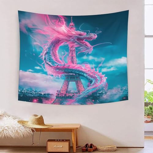 Tapiz de pared de dragón 3D para decorar tu recámara con estilo estético y místico