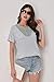 RICSHTORY Womens Spring Fashion 2026 Button V Neck Summer Sweaters Pullover Tops Casual Short Sleeve Work Office Shirts Dressy Casual Tunic Blouses Light Grey Large