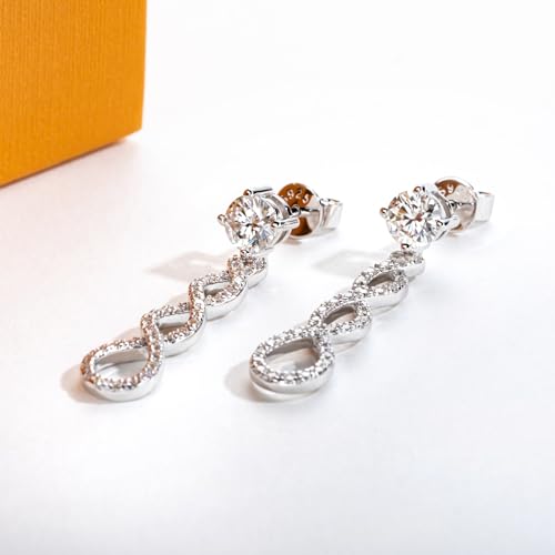 Moissanite Dangle Earrings Infinity Drop Earring for Women D Color VVS1 Clarity Round Brilliant Cut S925 Sterling Silver for Her Mom Wife with Certificate4
