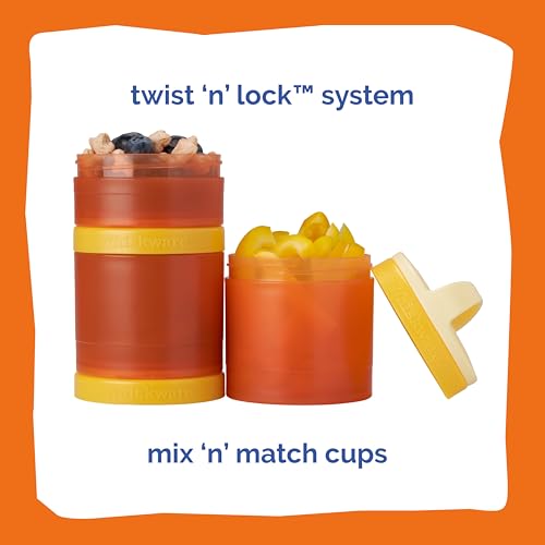 Image of Whiskware Stackable Snack Containers for Kids and Toddlers, 3 Stackable Snack Cups for School and Travel, Tan /Yellow /Orange