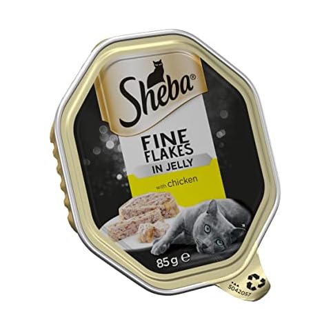 Sheba Fine Flakes in jelly with chicken - wet cat food trays - Pack of 2 (2 x 11 Trays x 85 g) Cover
