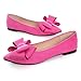 Stunner Womens Bowknot Flower Ballet Flats Pointed Toe Soft Dress Shoes Rose red 40(8.5)